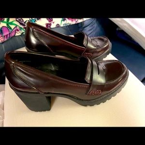 Burgandy dress shoes. Never worn outside. 2.5 inch heel